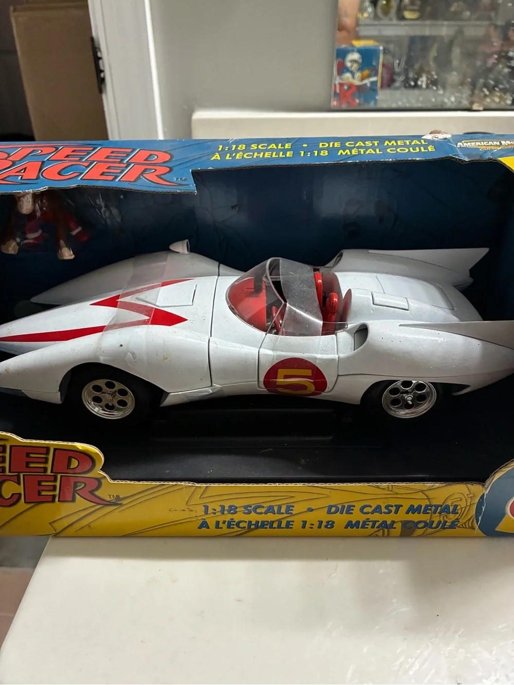 ERTL American Muscle Speed Racer Mach 5 1:18 Diecast + Chim Chim Figure 35th Ann